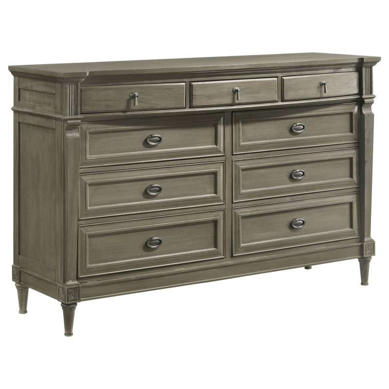 Commode 9 tiroirs Velanie gris français