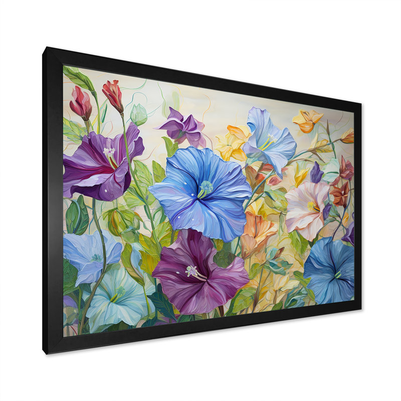 Mauve matin, gloire et fleurs I, H 24 po x l 32 po x P 1 po, Cadre simple noir
