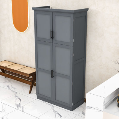 Premium Kitchen Pantry Cabinet with Magnetic Doors, Slide-Out Trays, and Versatile Storage by Latitude Run