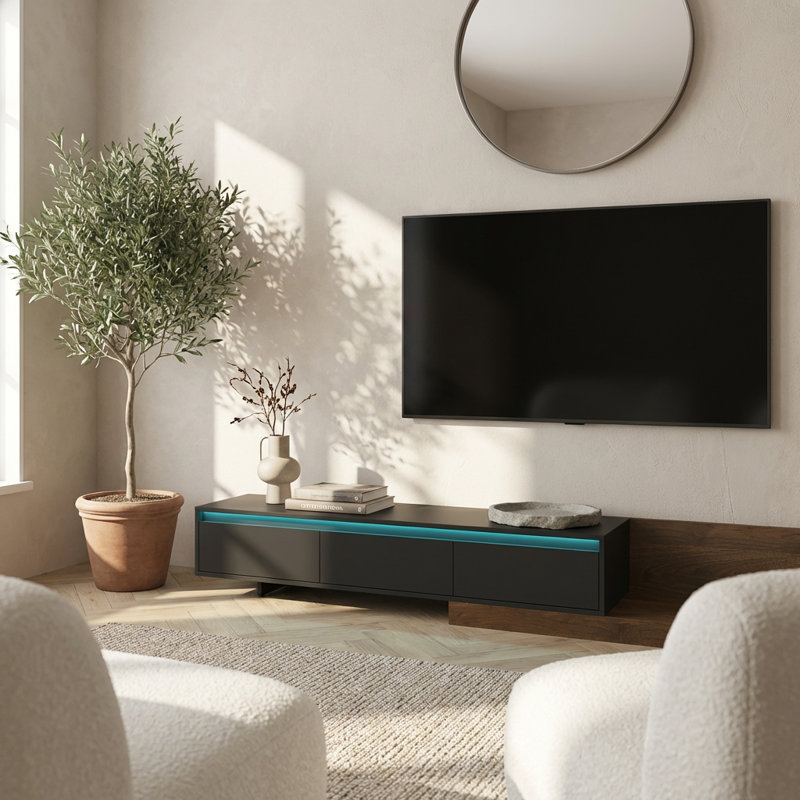 Meuble télé moderne avec meuble télé avec meuble de rangement pour le salon et la chambre à coucher, Black/Brown