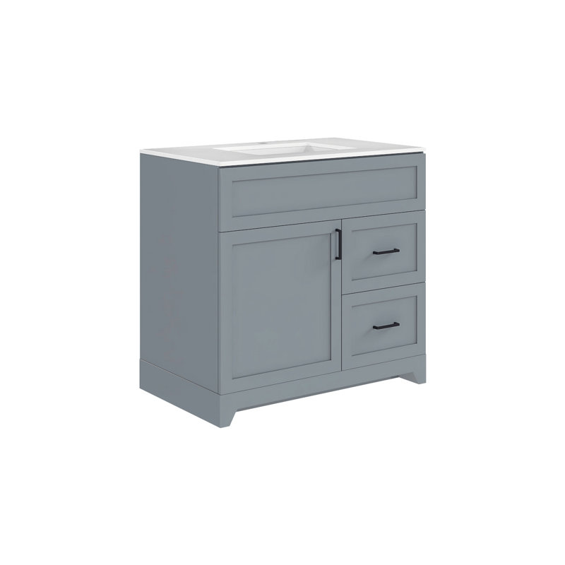 Lavabo en céramique 36 po Perren, Gris, Gris