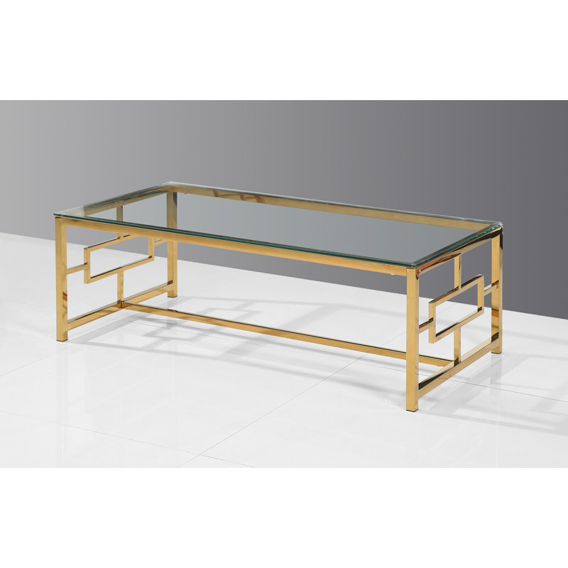 Venturi Glass Top Single Coffee Table, Gold