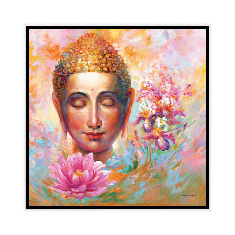 Buddha by Leon Devenice - Floater Frame Painting on Canvas