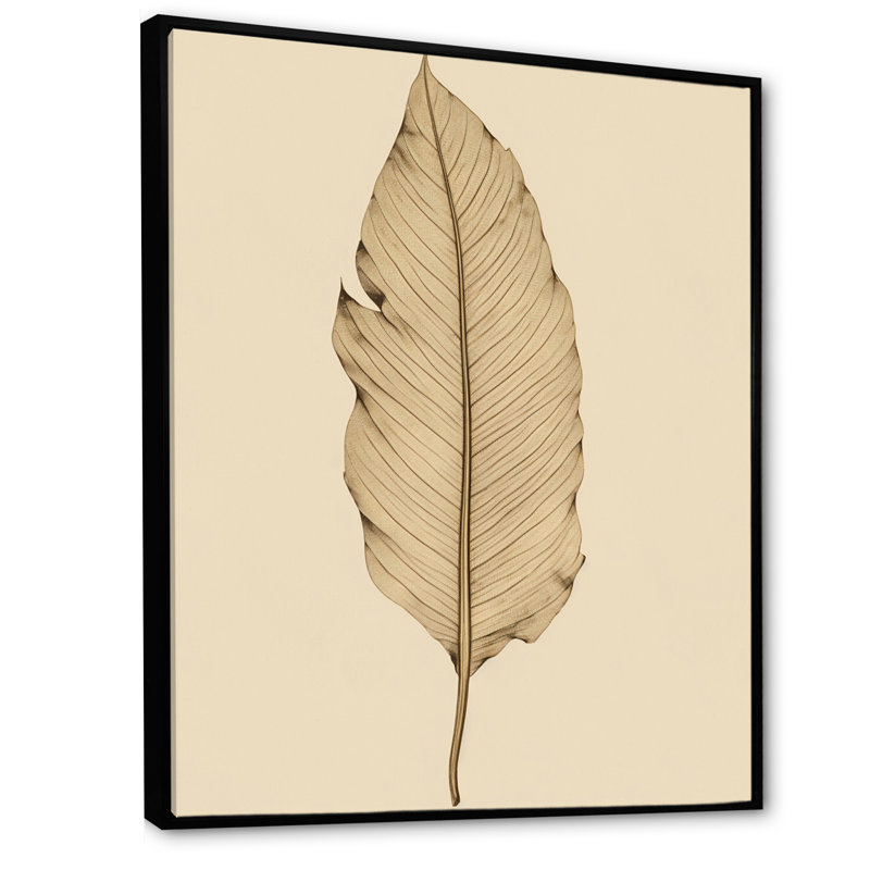 «Minimal Botanicals», feuille de palmier sur fond blanc, H 32 po x l 24 po, Cadre flottant noir