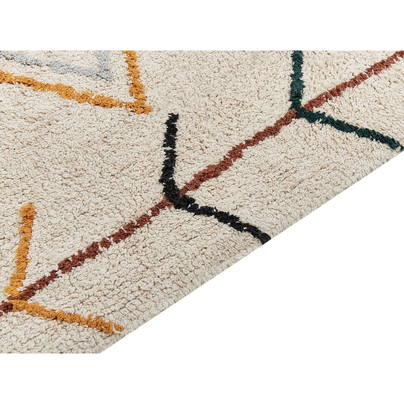Pratik Geometric Cotton Area Rug, Rectangle 140cm x 200cm