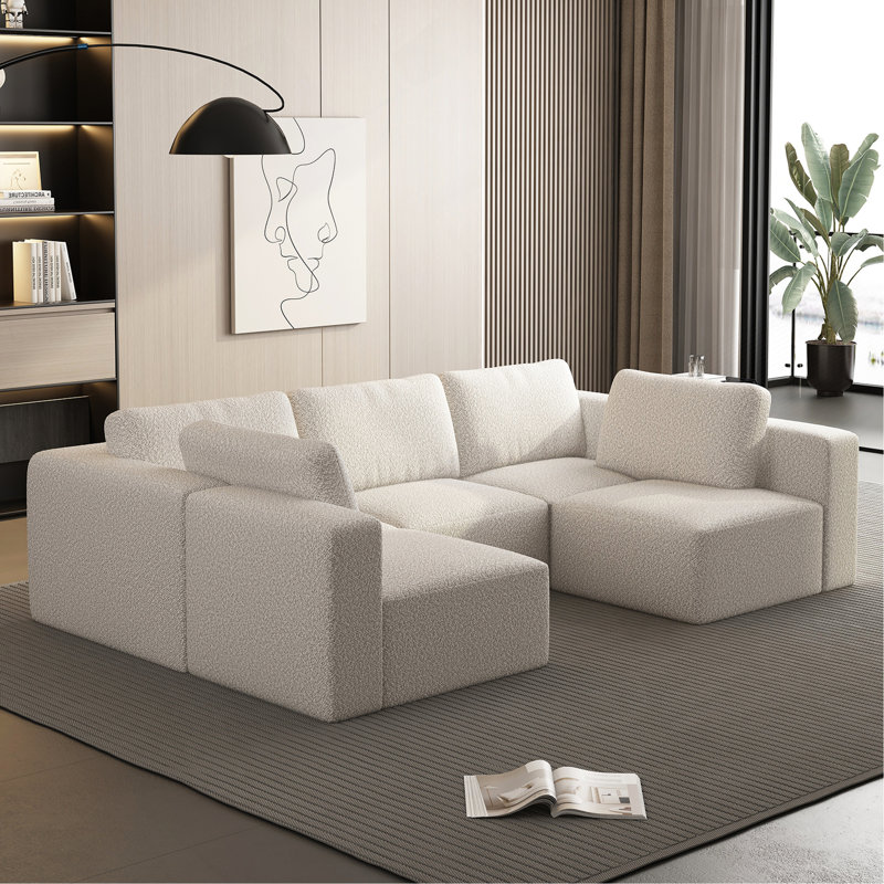 Canapé-lit modulaire, canapé modulaire avec méridienne et repose-pieds modulaire Boneless Éponge compressée (Combo 3A + 2B)