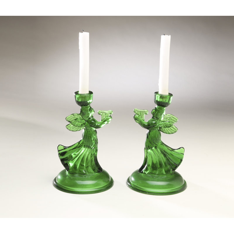 Bougeoir en verre ange 8 ", Vert