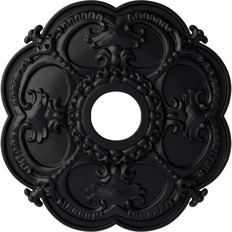 Médaillon de plafond Endurathane Southampton, DE 16 3/8 po x P 1 3/4 po (convient aux auvents jusqu'à 2 3/4 po), finition perle noire peinte à la main