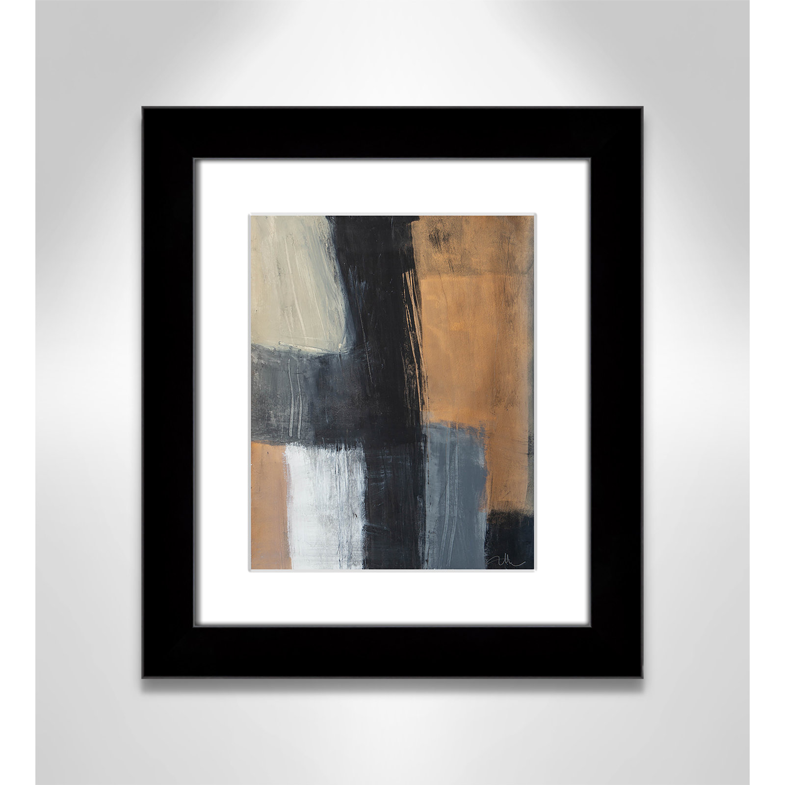 Calderon "Metallic Slate II" Print, 16.5" H x 14.5" W x 1.25" D, Black Cube Frame Matted
