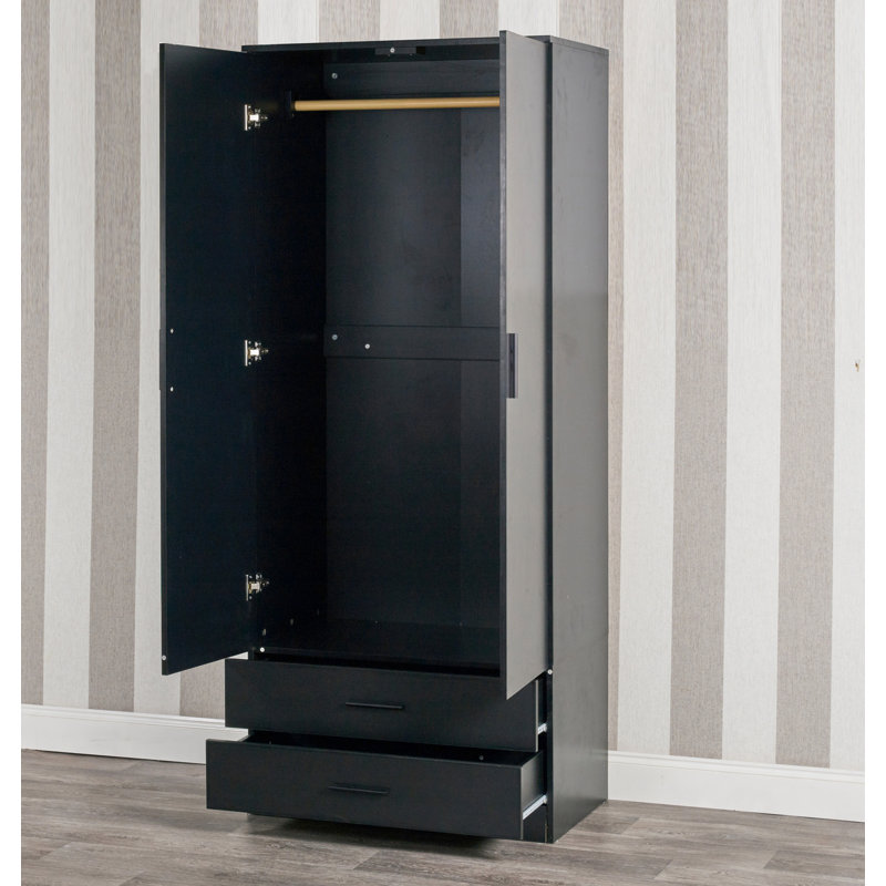 Gianpietro 2 Door Manufactured Wood Wardrobe, Black