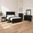 Ginie 5Pc Queen Bedroom Set, USB Bedside Table, Black Rustic Oak Brown