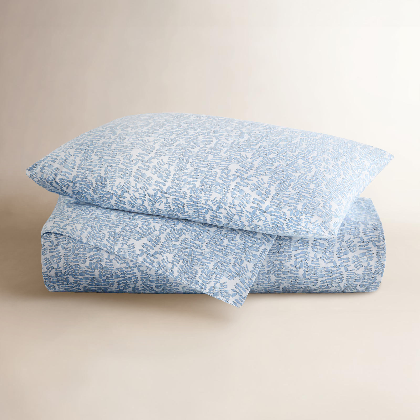 Fern Cotton Duvet Cover Set, Denim, Queen Duvet Cover