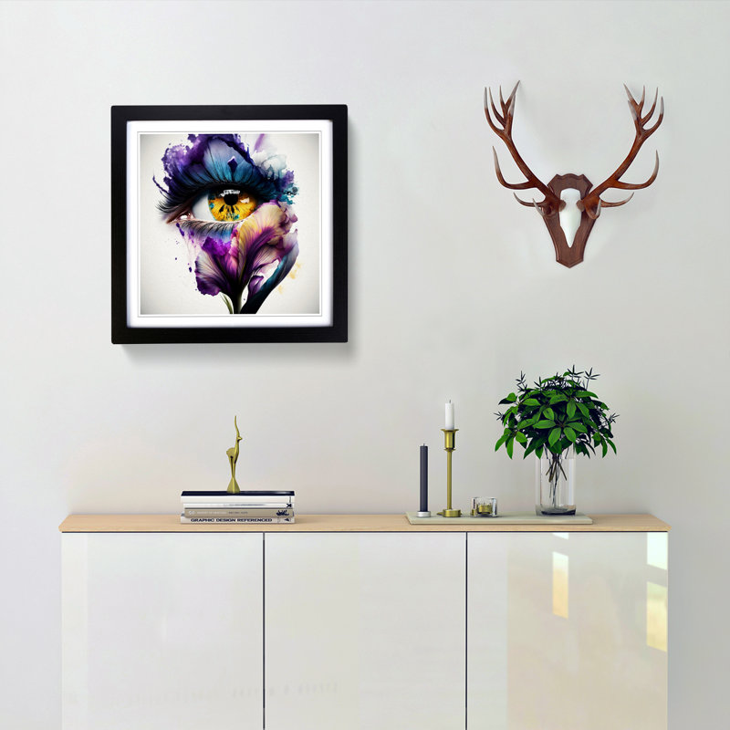 Iris Flower Double Exposure - Framed Print, Black