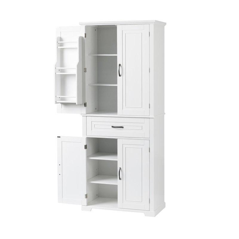Grande armoire blanche pour accessoires de salle de bain et rangement avec tiroir à options diverses