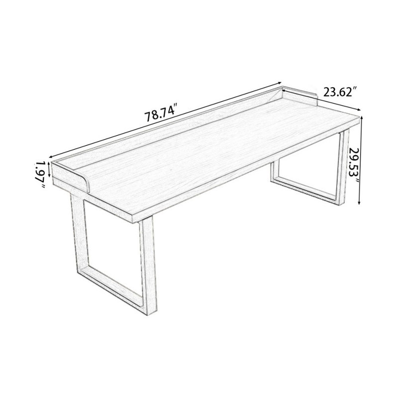 Bureaux rectangulaires en bois massif brun, H 29,53 po x l 78,74 po x P 23,62 po