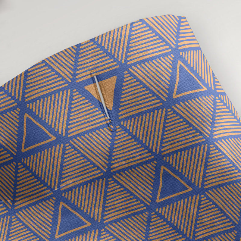 Rideau de douche simple à triangles à main classique Patricia Geoffrey, Bleu / Orange, Yes