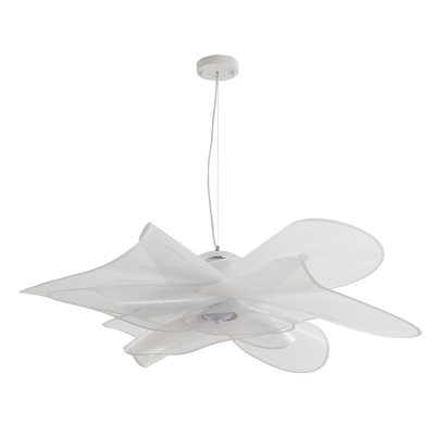 This Unique LED Chandelier Is In A White Finish. The Frame Is Made Out Of Metal, And The LED Bulb Is Integrated Into The Frame. The Adjustable Cord Link Makes This Fixture Suitable For Most Ceiling Heights.