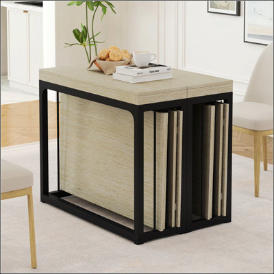 Table de salle à manger moderne extensible de 23,62 à 118 pouces, pouvant accueillir de 2 à 10 personnes, peu encombrante et polyvalente pour diverses occasions