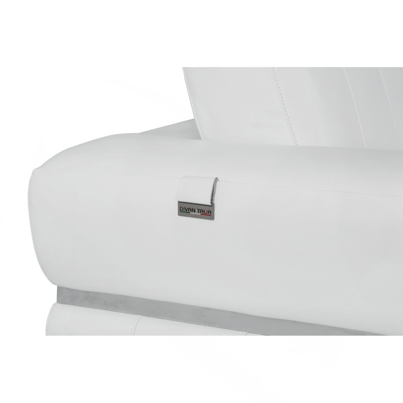 Causeuse en cuir italien Global United, Blanc, Argent argent