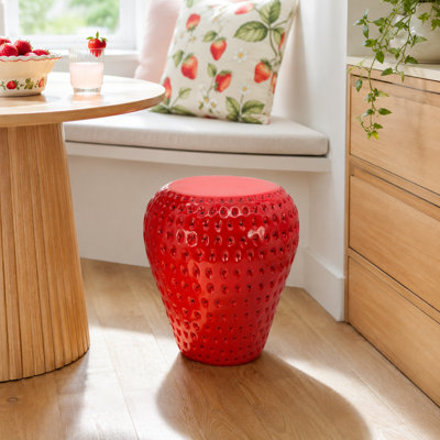 13.4" H Strawberry Resin Garden Stool for Outdoor Patio Garden Décor