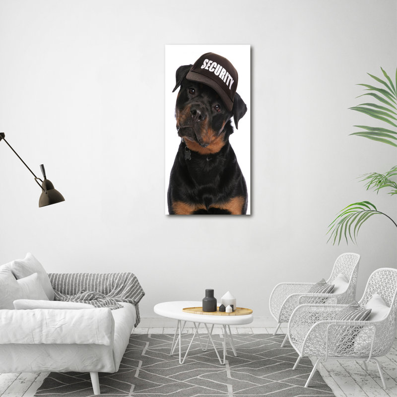 Rottweiler In A Hat - Wrapped Canvas Print
