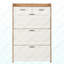 Deux tiroirs, trois portes pliantes, grande armoire à chaussures de rangement, blanc-1764487754