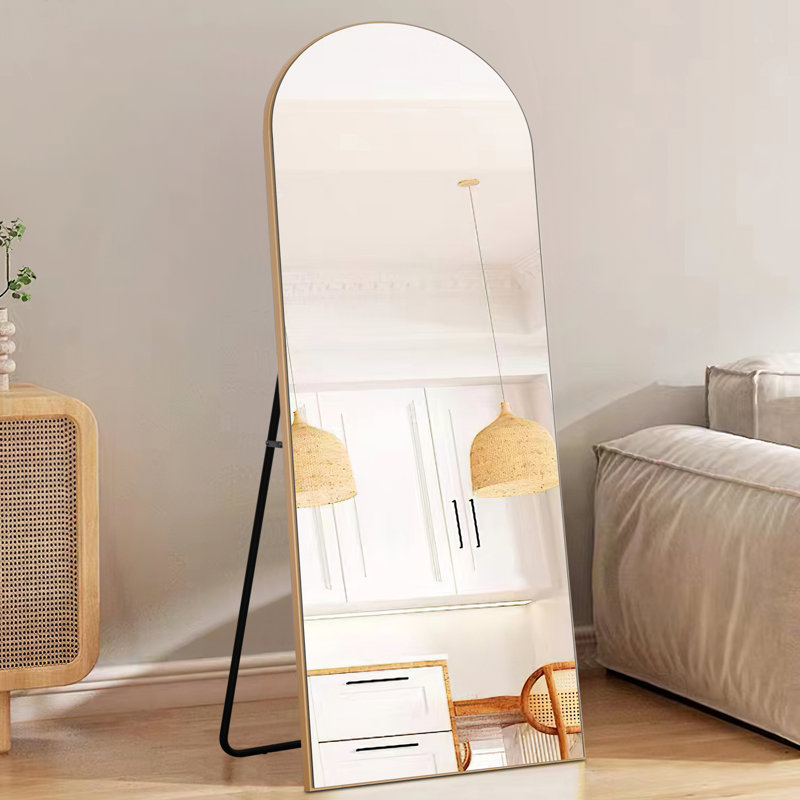 Wooden Full-Length Mirror With Stand, 71" x 31", Gold