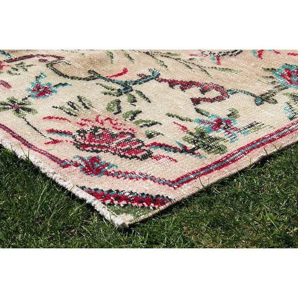 Tapis rétro fait à la main rétro naturel 4 pi 2 po x 8 pi 1 po