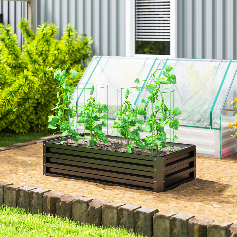 Galvanized Raised Garden Bed, 4' X 2' X 1' Metal Planter Box, For Growing Vegetables, Flowers, Herbs, Succulents, Gray, Gray