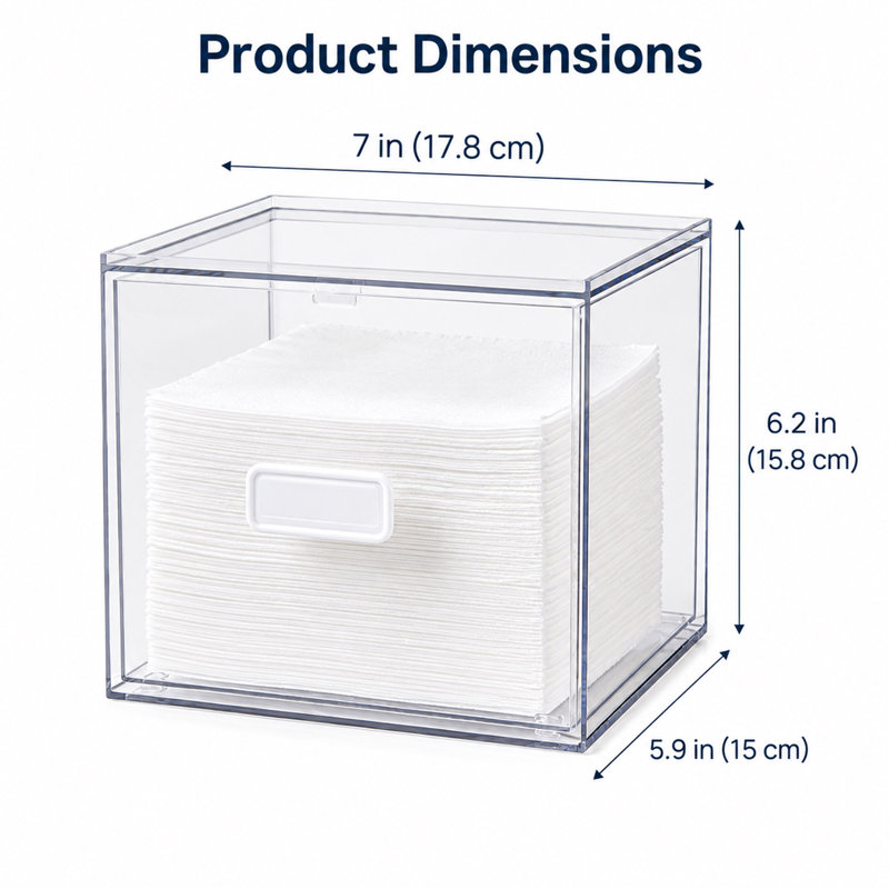 Clear Facial Towel Holder, Stackable Storage Drawer