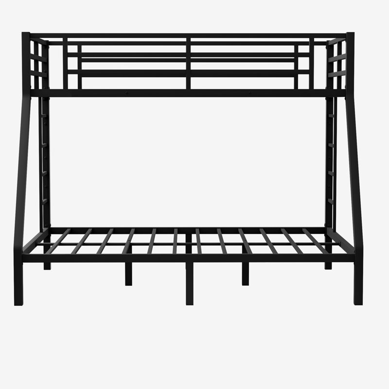Metal Bunk Bed for Teens and Adults, Space-Saving Design, Noise Reduction, No Box Spring Needed, Sturdy and Durable, Black