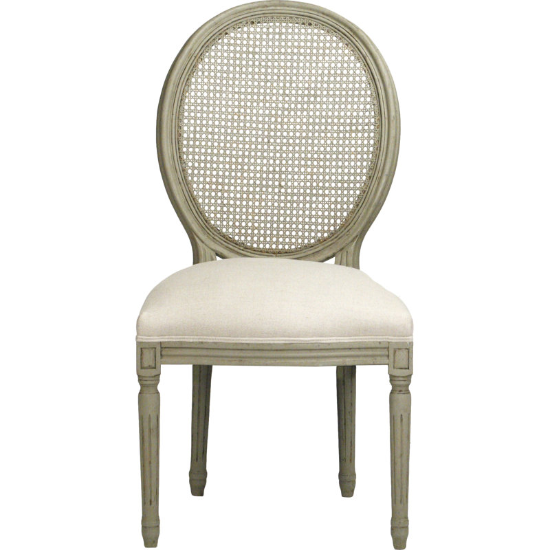 Medallion Upholstered Dining Chair, Lined Gray Oak with Natural Linen