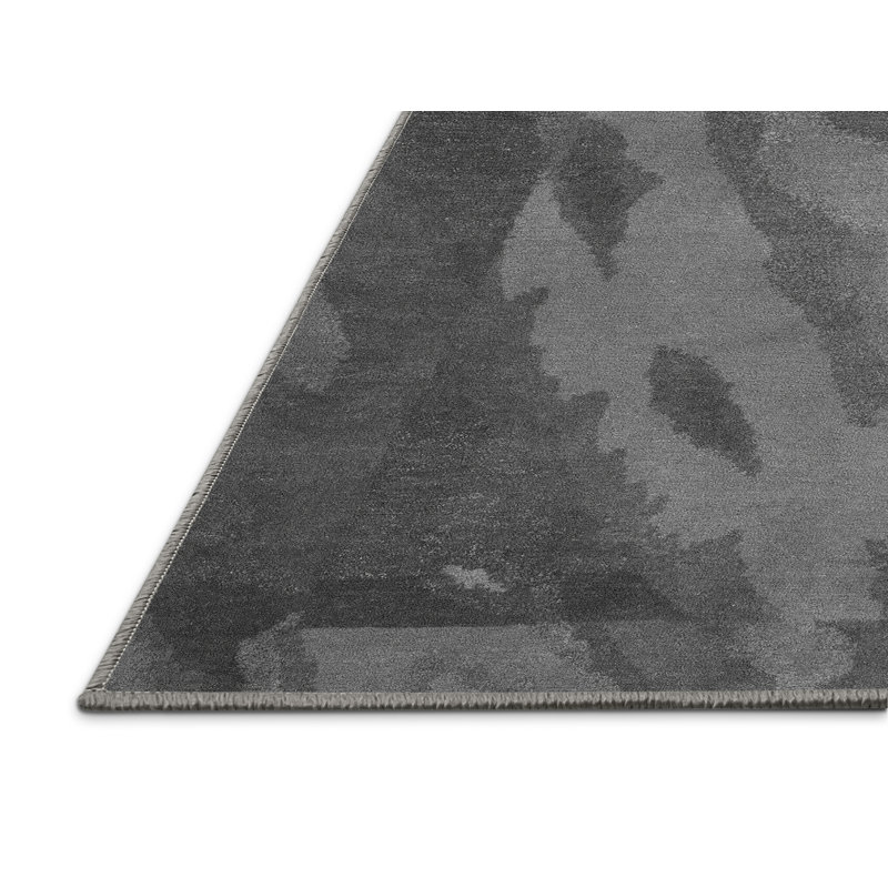 Tapis gris en chenille / polyester tissé à la machine Dereonna, Rectangle 2 pi x 3 pi