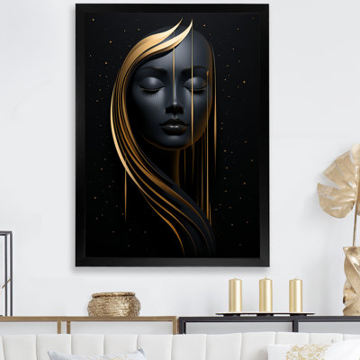 Celestical Gold and Black Woman Portrait III - art sur toile tendance