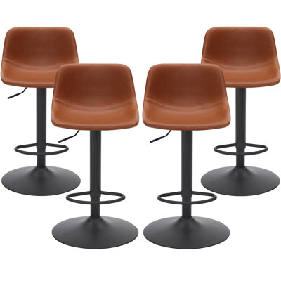 Adjustable Bar Stools Set Of 2, Mid Century Modern Swivel Bar Stools, Industrial Bar Height Stools With Back Support Counter Height Bar Chairs Pu Leather Bar Stool For Kitchen Island Rustic Barstools