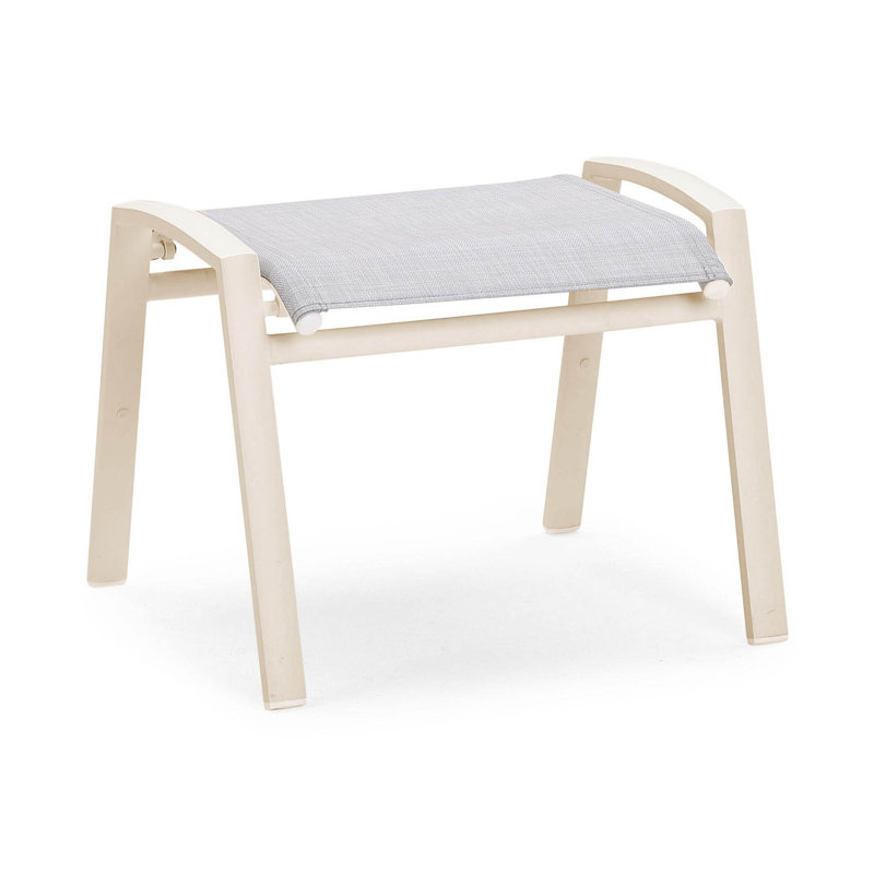 Colleton Metal Outdoor Ottoman, White/Beige