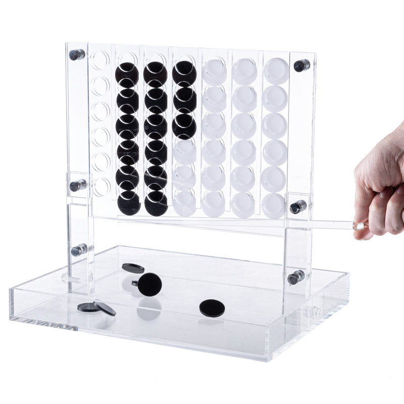  4 in a Row Game Fun Strategy Game for Adults Children Family Connect 4 Discs of Same Colour in a Row Acrylic Tabletop Decoration Gift Decor (Black and White)