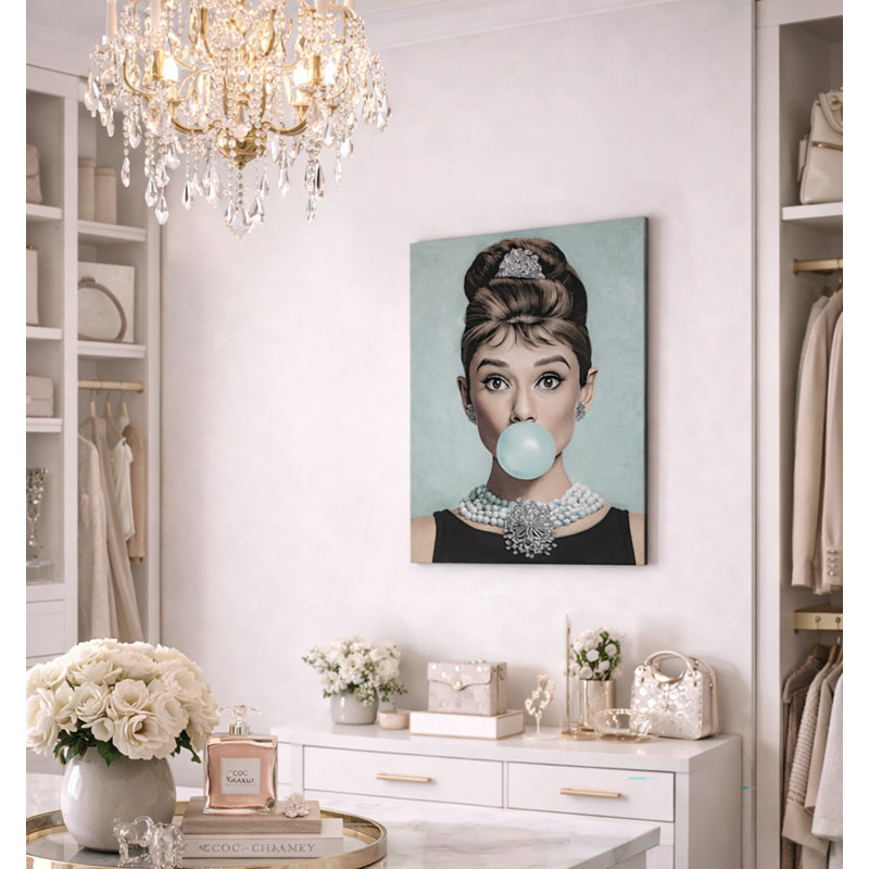 Élégant art mural sur toile bleu sarcelle d'inspiration Audrey, H 24 po x l 16 po