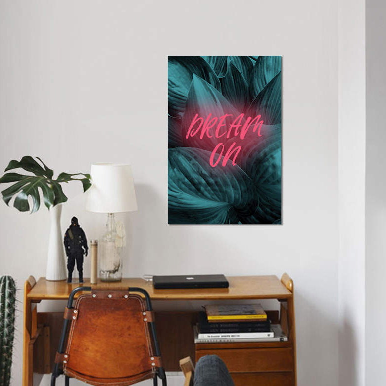 « rêve on », impression sur toile, H 12 po x l 8 po x P 0,75 po, Pas de tapis, Toile tendue