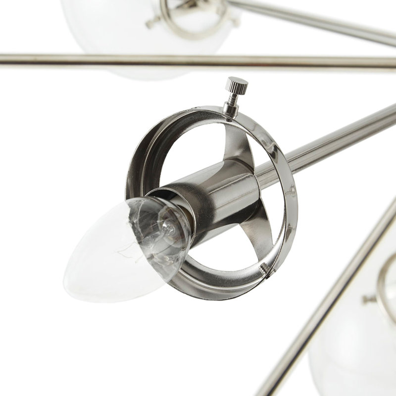 Lustre 12 lumières avec très grandes ampoules Paige, Argent argent