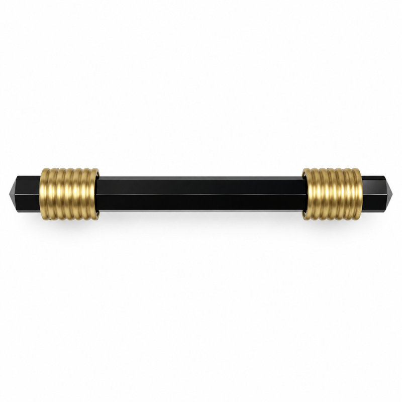 Chrysalis Collection Pull, 3 3/4", Brushed Golden Brass/Opaque Black Glass