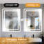 Smart, 36 po x 36 po, miroir de salle de bain à DEL, luminosité réglable, 3 choix de température de couleur, interrupteur de brouillard et d'alimentation intégré, compatibilité d'interrupteur mural, Ul, éclairage en verre trempé de 4 mm à intensité variable,-851266589