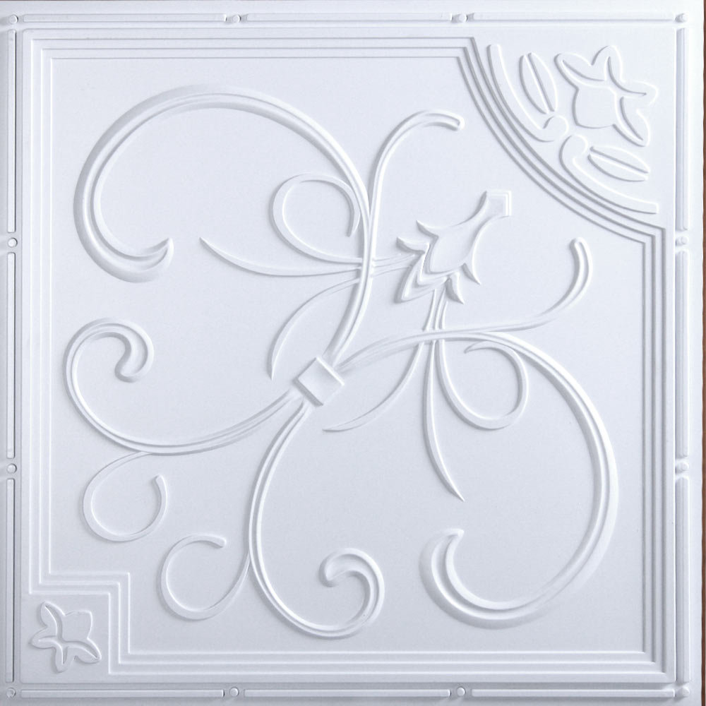 Orleans 23.75'' L x 23.75'' W Textured Vinyl Ceiling Tile In White (Set of 10) uDecor