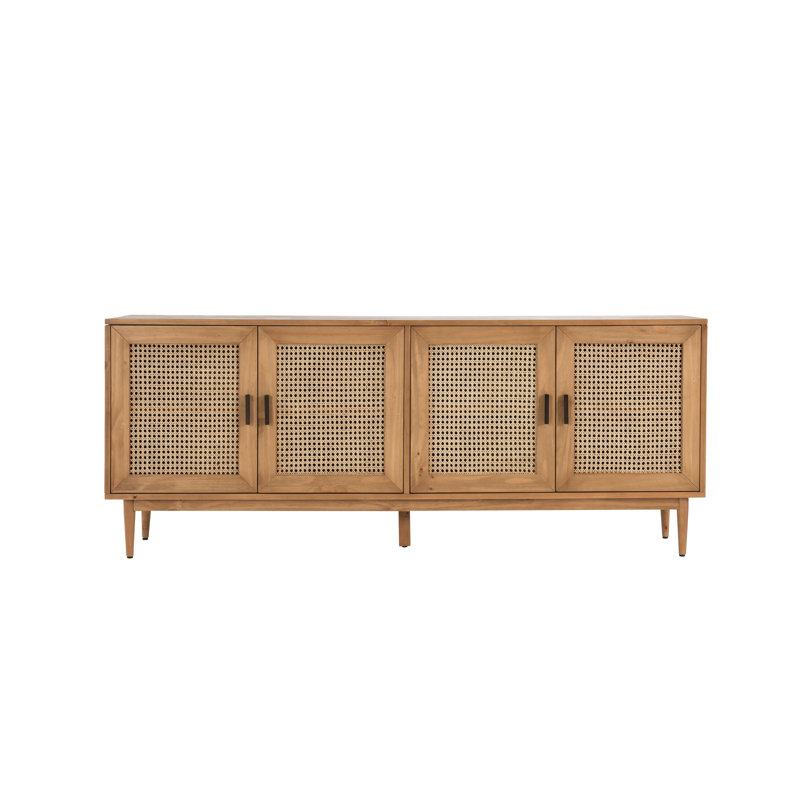 Solid Wood 4 - Door Sideboard, Natural Brown