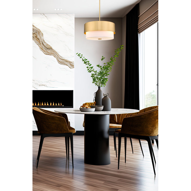 Luminaire suspendu 3 lumières ollin, Or moderne, H 9,125 po x l 18 po x P 18 po