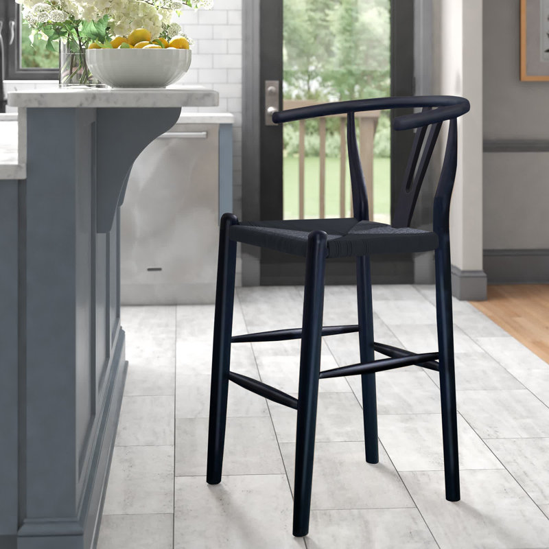 Tabouret de bar et de comptoir Albarado, Noir, Tabouret de comptoir (siège d'une hauteur de 26 p