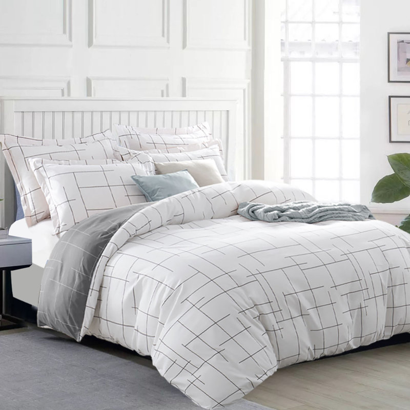 Eroz Microfiber Geometric Shapes Duvet Cover Set with Pillowcases Included, , King Duvet Cover + 2 Standard Pillowcases