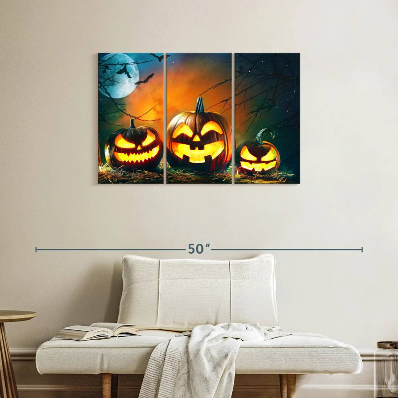 Halloween Grinning Pumpkins, 24" H x 38" W