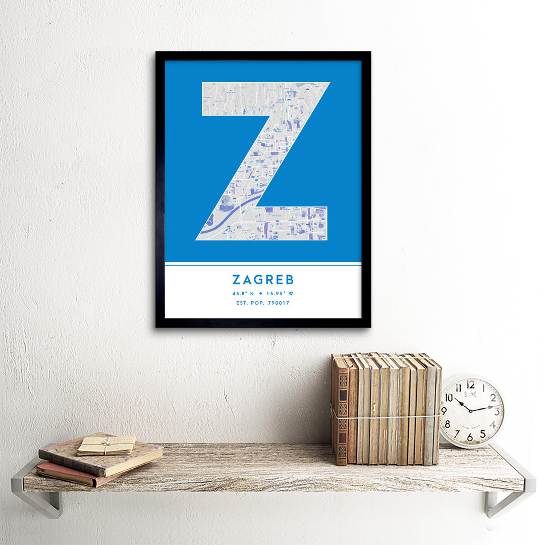 Zagreb Croatia City Map - Single Picture Frame Typography