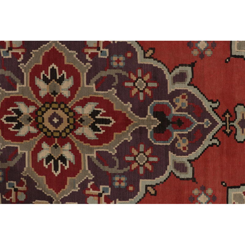 Wool Floral Area Rug in Red/Brown